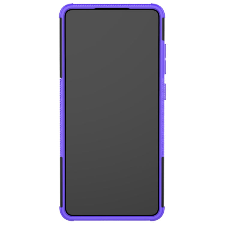 For Samsung Galaxy A72 5G / 4G Tire Texture Shockproof TPU+PC Protective Case with Holder(Purple)