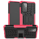 For Samsung Galaxy A72 5G / 4G Tire Texture Shockproof TPU+PC Protective Case with Holder(Pink)
