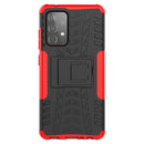 For Samsung Galaxy A52 5G / 4G Tire Texture Shockproof TPU+PC Protective Case with Holder(Red)