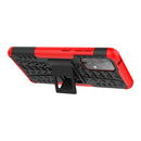 For Samsung Galaxy A52 5G / 4G Tire Texture Shockproof TPU+PC Protective Case with Holder(Red)