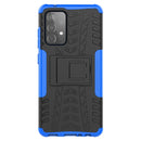 For Samsung Galaxy A52 5G / 4G Tire Texture Shockproof TPU+PC Protective Case with Holder(Blue)