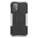 For Samsung Galaxy A52 5G / 4G Tire Texture Shockproof TPU+PC Protective Case with Holder(White)