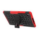 For Lenovo Tab M8 (2020) TB-8705F 8.0 inch Tire Texture Shockproof TPU+PC Protective Case with Holder(Red)