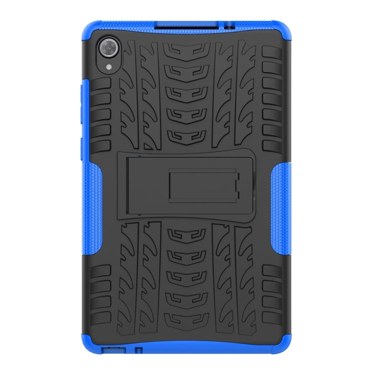 For Lenovo Tab M8 (2020) TB-8705F 8.0 inch Tire Texture Shockproof TPU+PC Protective Case with Holder(Blue)