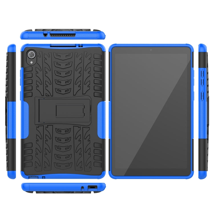 For Lenovo Tab M8 (2020) TB-8705F 8.0 inch Tire Texture Shockproof TPU+PC Protective Case with Holder(Blue)