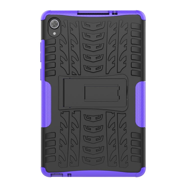 For Lenovo Tab M8 (2020) TB-8705F 8.0 inch Tire Texture Shockproof TPU+PC Protective Case with Holder(Purple)