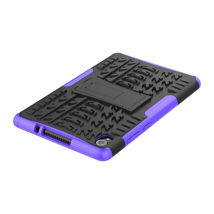 For Lenovo Tab M8 (2020) TB-8705F 8.0 inch Tire Texture Shockproof TPU+PC Protective Case with Holder(Purple)