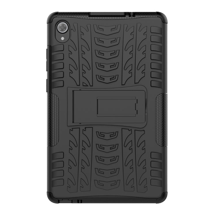 For Lenovo Tab M8 (2020) TB-8705F 8.0 inch Tire Texture Shockproof TPU+PC Protective Case with Holder(Black)
