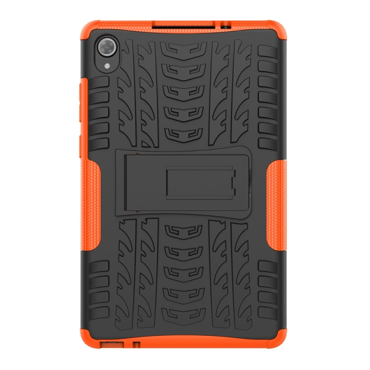 For Lenovo Tab M8 (2020) TB-8705F 8.0 inch Tire Texture Shockproof TPU+PC Protective Case with Holder(Orange)