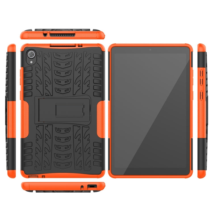 For Lenovo Tab M8 (2020) TB-8705F 8.0 inch Tire Texture Shockproof TPU+PC Protective Case with Holder(Orange)