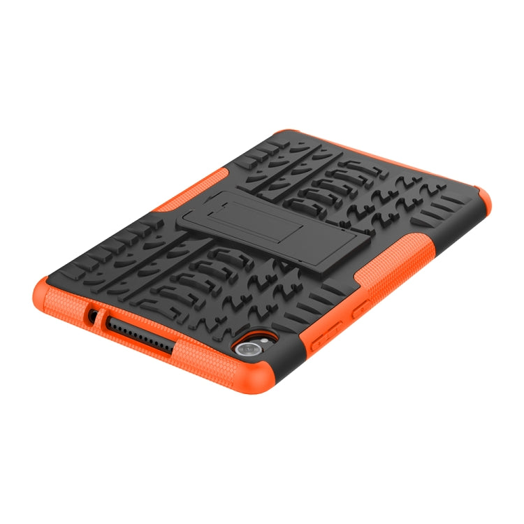 For Lenovo Tab M8 (2020) TB-8705F 8.0 inch Tire Texture Shockproof TPU+PC Protective Case with Holder(Orange)
