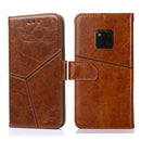 For Huawei Mate 20 Pro Geometric Stitching Horizontal Flip TPU + PU Leather Case with Holder & Card Slots & Wallet(Light Brown)