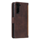 For Samsung Galaxy S21 Ultra 5G Retro Splicing Horizontal Flip Leather Case with Card Slots & Holder & Wallet(Brown)