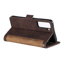 For Samsung Galaxy S21 Ultra 5G Retro Splicing Horizontal Flip Leather Case with Card Slots & Holder & Wallet(Brown)