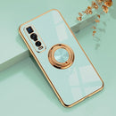 For OPPO Find X2 Pro 6D Electroplating Full Coverage Silicone Protective Case with Magnetic Ring Holder(Light Cyan)