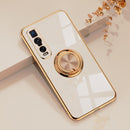 For OPPO Find X2 Pro 6D Electroplating Full Coverage Silicone Protective Case with Magnetic Ring Holder(Light Pink)