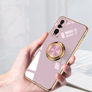 For OPPO Find X2 Pro 6D Electroplating Full Coverage Silicone Protective Case with Magnetic Ring Holder(Light Pink)