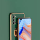 For OPPO Reno3 Pro 6D Electroplating Full Coverage Silicone Protective Case with Magnetic Ring Holder(Light Cyan)