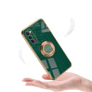 For OPPO Reno3 Pro 6D Electroplating Full Coverage Silicone Protective Case with Magnetic Ring Holder(Light Cyan)