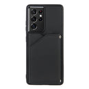 For Samsung Galaxy S21 Ultra 5G Skin Feel PU + TPU + PC Back Cover Shockproof Case with Card Slots & Holder & Photo Frame(Black)
