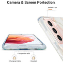 For Samsung Galaxy S21 5G 3D Electroplating Marble Pattern TPU Protective Case(Pink White)