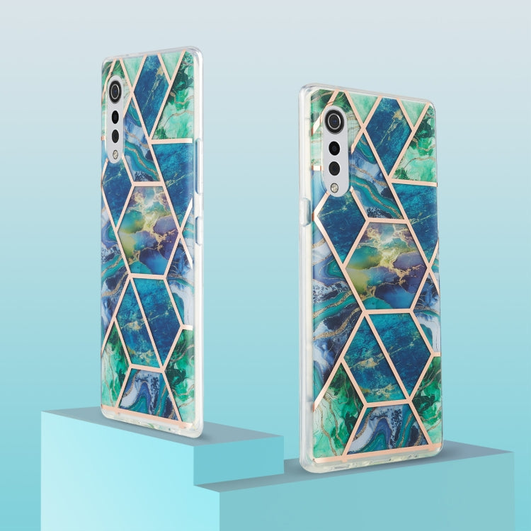For LG Velvet 4G / Velvet 5G / G9 3D Electroplating Marble Pattern TPU Protective Case(Blue Green)