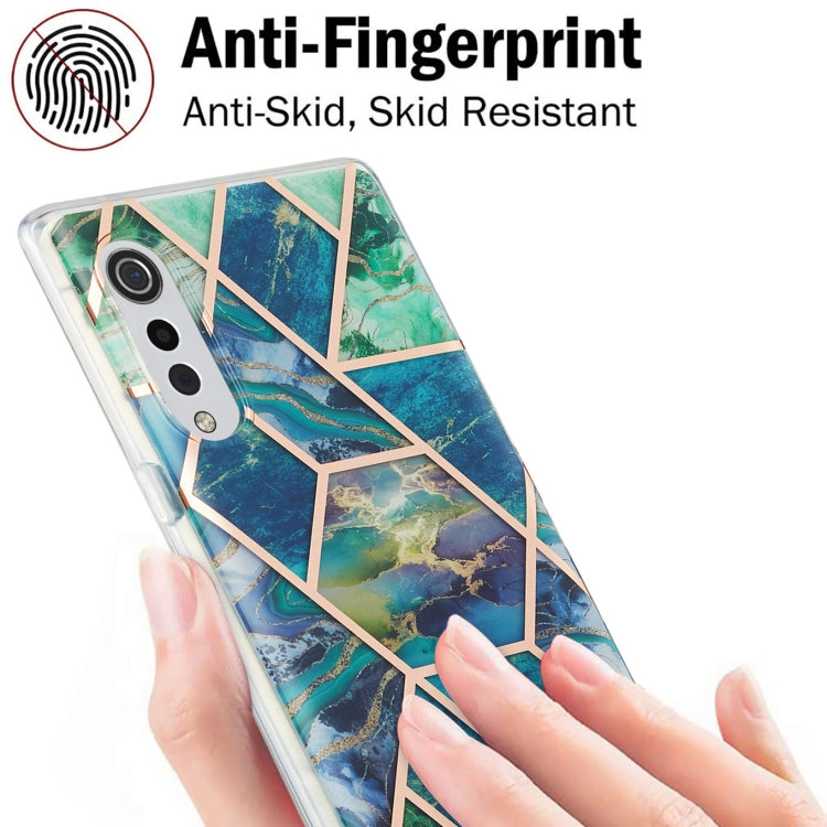 For LG Velvet 4G / Velvet 5G / G9 3D Electroplating Marble Pattern TPU Protective Case(Blue Green)