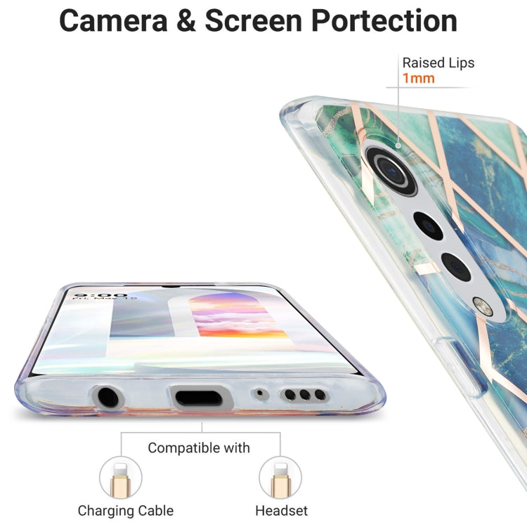 For LG Velvet 4G / Velvet 5G / G9 3D Electroplating Marble Pattern TPU Protective Case(Blue Green)