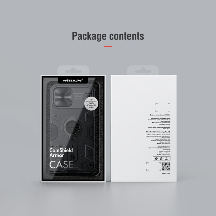 For iPhone 12 / 12 Pro NILLKIN Shockproof CamShield Armor Protective Case with Invisible Ring Holder(Green)