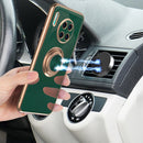 For Huawei Mate 20 6D Electroplating Full Coverage Silicone Protective Case with Magnetic Ring Holder(Light Purple)