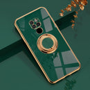For Huawei Mate 20 6D Electroplating Full Coverage Silicone Protective Case with Magnetic Ring Holder(Dark Green)