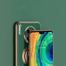 For Huawei Mate 20 6D Electroplating Full Coverage Silicone Protective Case with Magnetic Ring Holder(Dark Green)