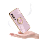 For Huawei P30 Pro 6D Electroplating Full Coverage Silicone Protective Case with Magnetic Ring Holder(Black)