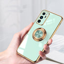 For Huawei P40 Pro 6D Electroplating Full Coverage Silicone Protective Case with Magnetic Ring Holder(Grey)