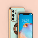 For Huawei P40 Pro 6D Electroplating Full Coverage Silicone Protective Case with Magnetic Ring Holder(Grey)