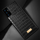 For Samsung Galaxy S21 Ultra 5G SULADA Shockproof TPU + Handmade Leather Case(Black)