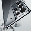 For Samsung Galaxy S21 Ultra 5G SULADA Shockproof Plating Silicone Transparent Protective Case(Blue)