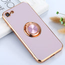 6D Electroplating Full Coverage Silicone Protective Case with Magnetic Ring Holder For iPhone 8 / 7(Light Purple)