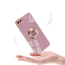 6D Electroplating Full Coverage Silicone Protective Case with Magnetic Ring Holder For iPhone 8 / 7(Light Cyan)