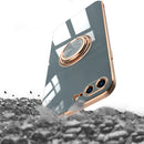 6D Electroplating Full Coverage Silicone Protective Case with Magnetic Ring Holder For iPhone 8 / 7(Light Cyan)