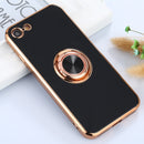 6D Electroplating Full Coverage Silicone Protective Case with Magnetic Ring Holder For iPhone 8 / 7(Black)