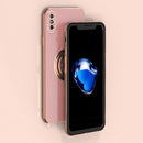 6D Electroplating Full Coverage Silicone Protective Case with Magnetic Ring Holder For iPhone 8 / 7(Light Pink)