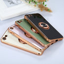 6D Electroplating Full Coverage Silicone Protective Case with Magnetic Ring Holder For iPhone 8 / 7(White)