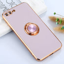 6D Electroplating Full Coverage Silicone Protective Case with Magnetic Ring Holder For iPhone 8 Plus / 7 Plus(Light Purple)