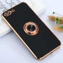 6D Electroplating Full Coverage Silicone Protective Case with Magnetic Ring Holder For iPhone 8 Plus / 7 Plus(Black)