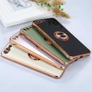 6D Electroplating Full Coverage Silicone Protective Case with Magnetic Ring Holder For iPhone 8 Plus / 7 Plus(Black)