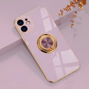 6D Electroplating Full Coverage Silicone Protective Case with Magnetic Ring Holder For iPhone 11(Light Purple)