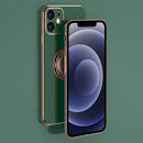6D Electroplating Full Coverage Silicone Protective Case with Magnetic Ring Holder For iPhone 11(Light Purple)