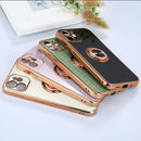 6D Electroplating Full Coverage Silicone Protective Case with Magnetic Ring Holder For iPhone 11(Light Purple)