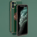 6D Electroplating Full Coverage Silicone Protective Case with Magnetic Ring Holder For iPhone 11 Pro Max(Light Pink)